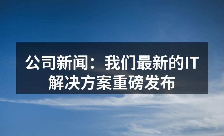 公司新闻:我们最新的IT解决方案重磅发布